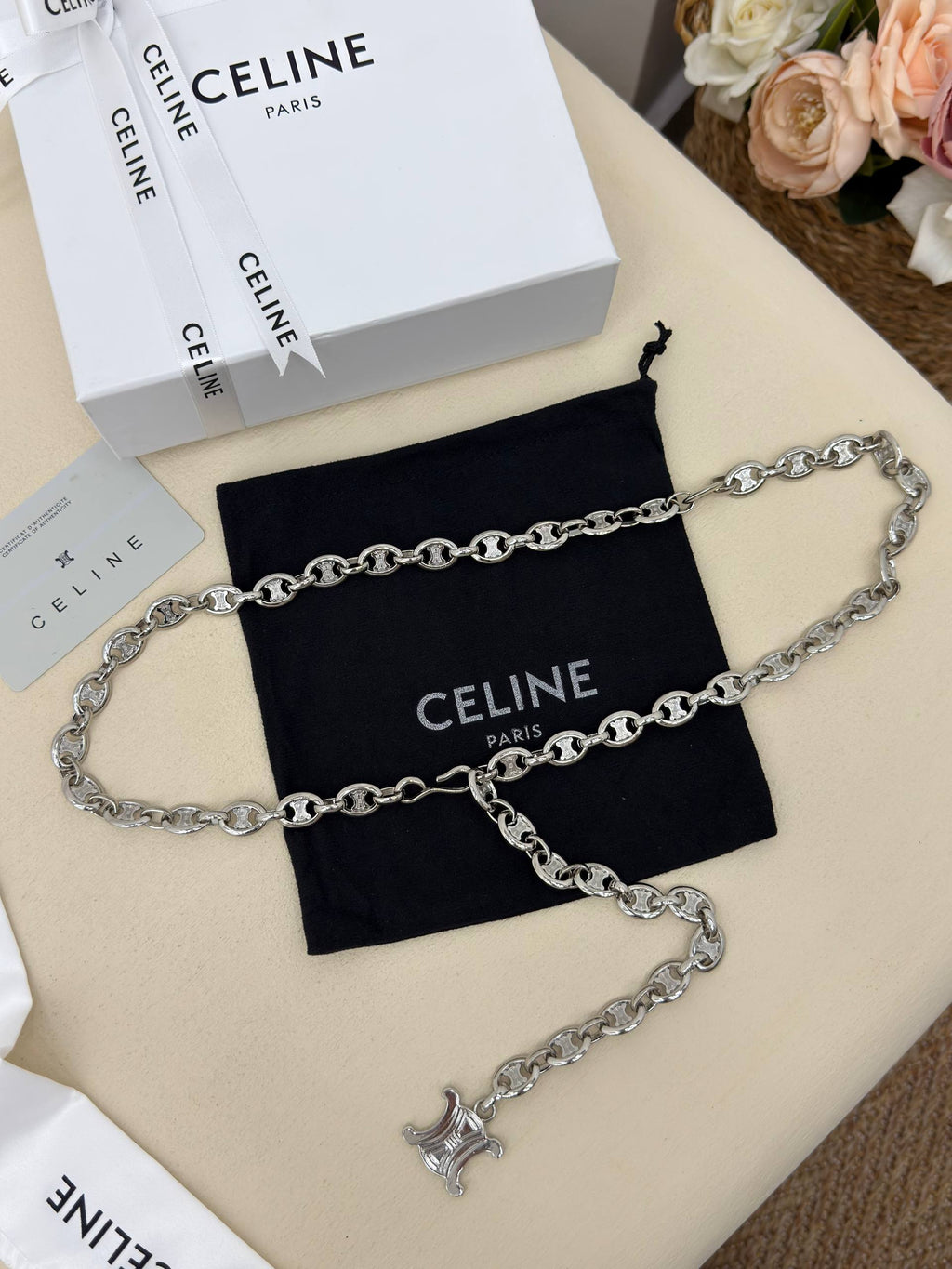 Cintura a Catena Céline Paris — Charm Triomphe Argento
