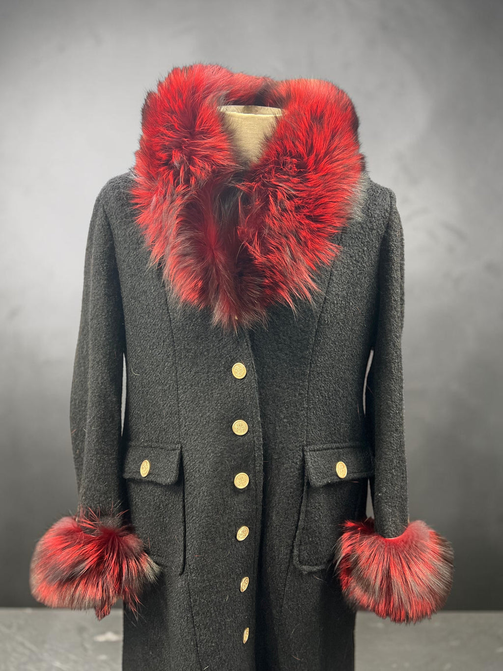 Cappotto Oltre in Lana con Pelliccia di Volpe Rossa — Taglia 50
