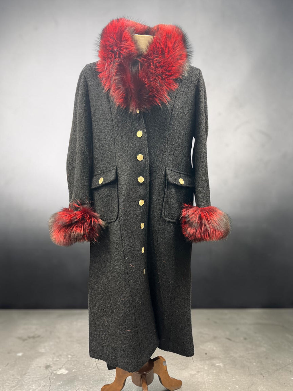 Cappotto Oltre in Lana con Pelliccia di Volpe Rossa — Taglia 50