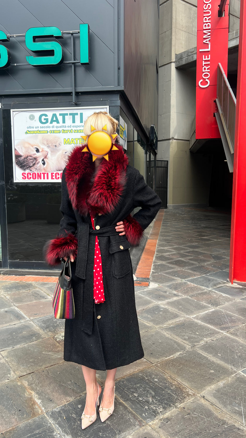 Cappotto Oltre in Lana con Pelliccia di Volpe Rossa — Taglia 50