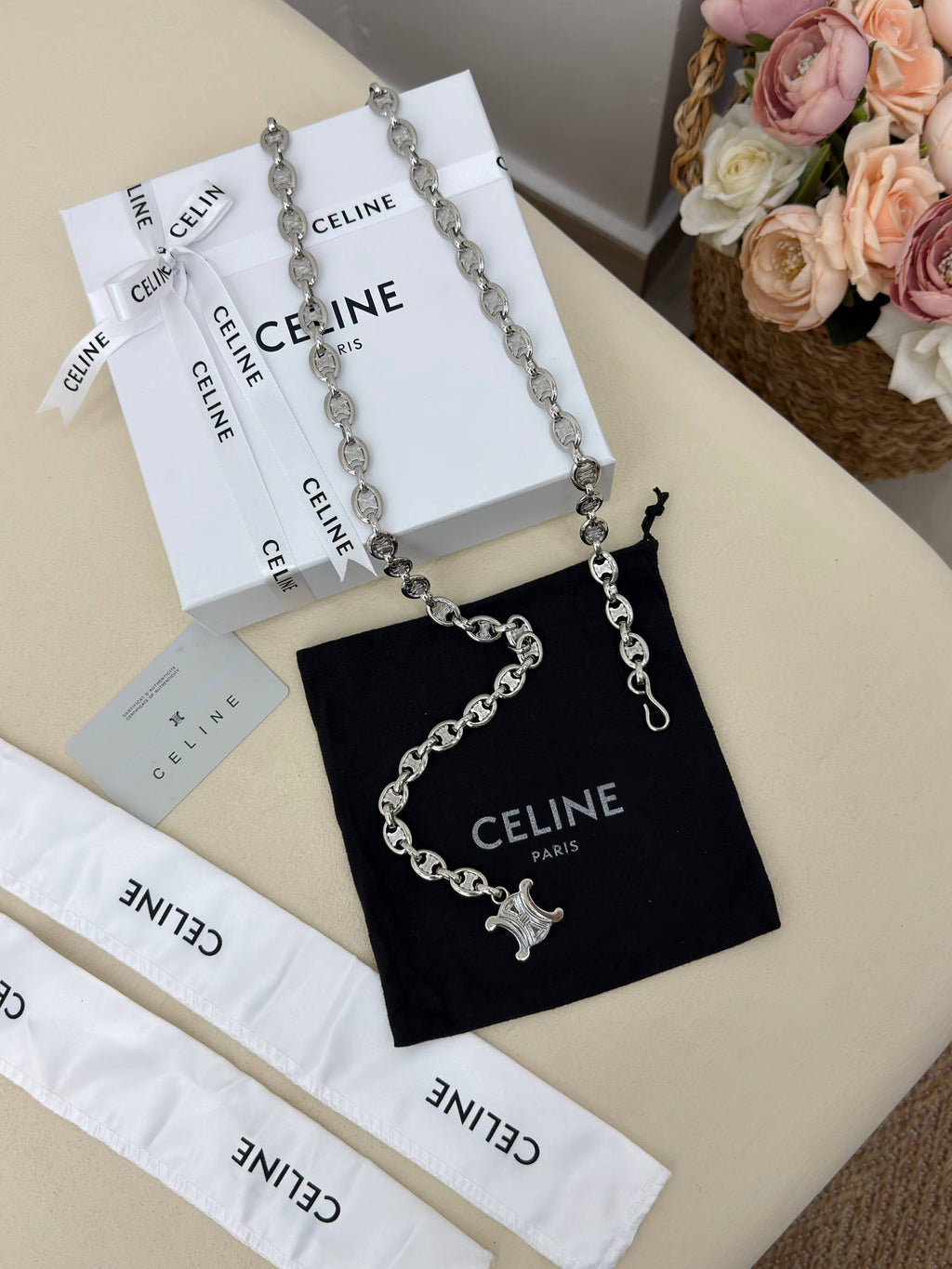 Cintura a Catena Céline Paris — Charm Triomphe Argento