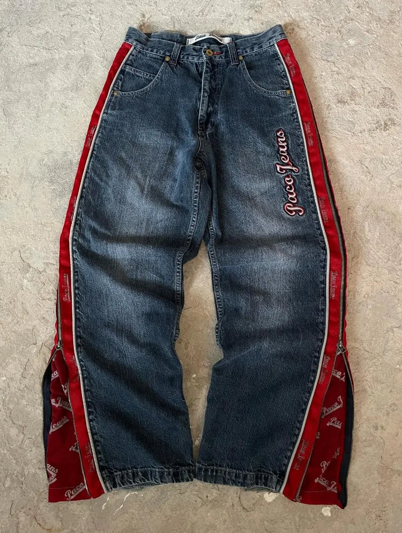 Jeans Baggy Ricamati Y2K Gothic – Streetwear unisex