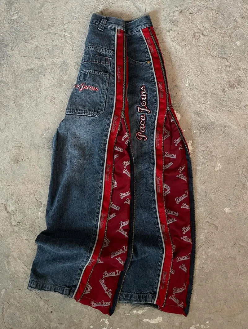 Jeans Baggy Ricamati Y2K Gothic – Streetwear unisex