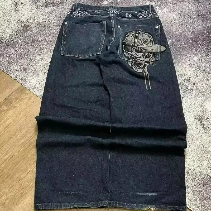 Jeans Baggy Ricamati Y2K Gothic – Streetwear unisex