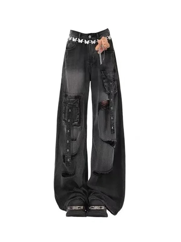 Jeans Baggy Stampa Drago Y2K – Hip Hop Streetwear Uomo