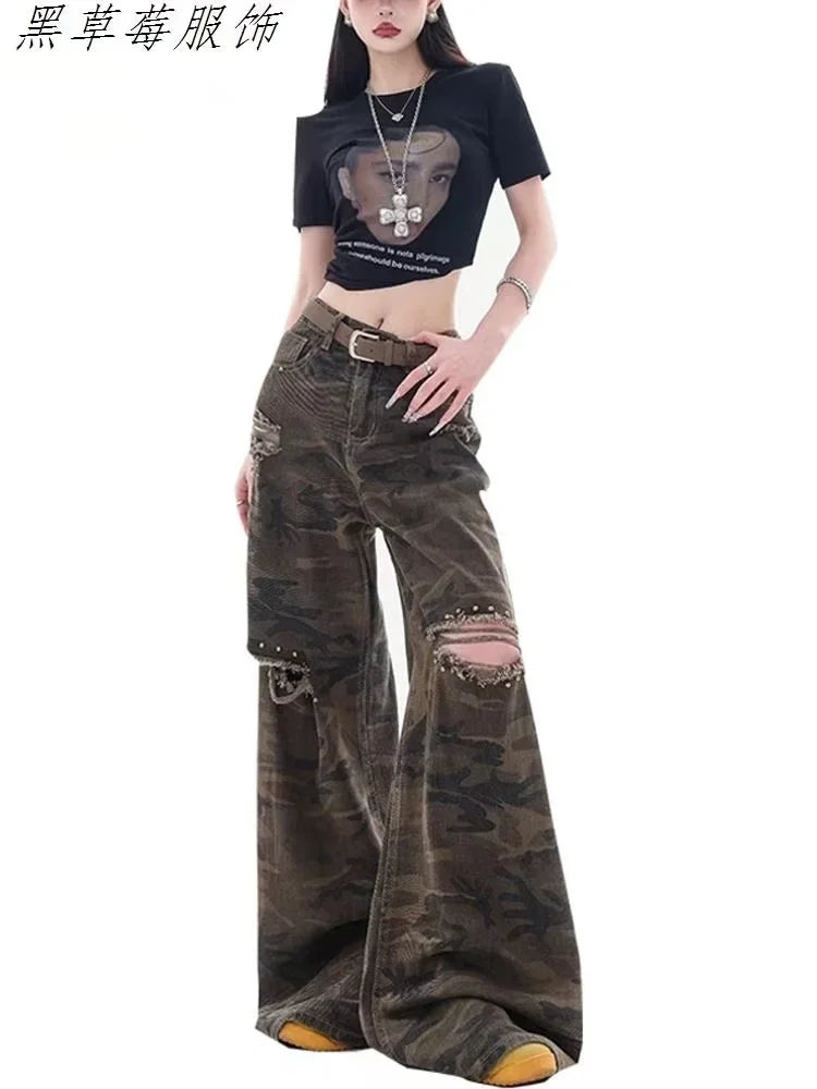 Jeans Baggy Stampa Drago Y2K – Hip Hop Streetwear Uomo