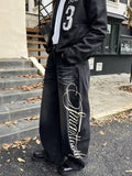 Jeans Baggy Stampa Lettering Y2K Retro – Streetwear Uomo