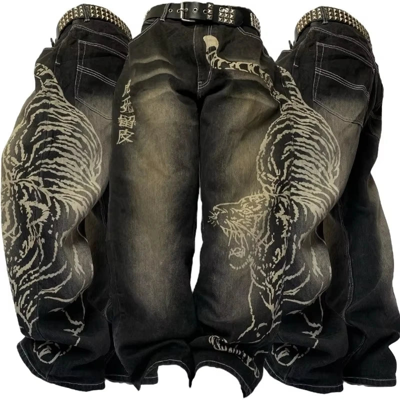 Jeans Baggy Ricamati Y2K Gothic – Streetwear unisex