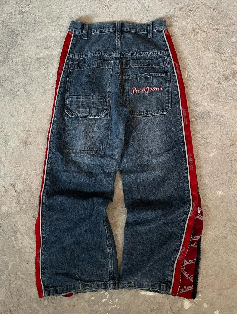 Jeans Baggy Ricamati Y2K Gothic – Streetwear unisex