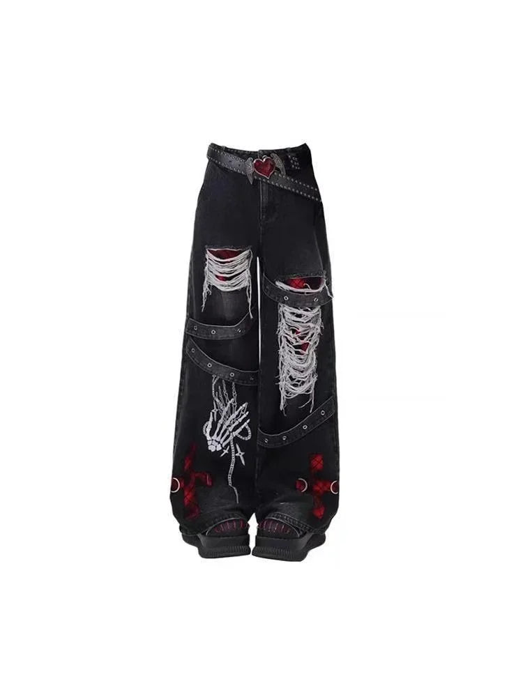 Jeans Baggy Stampa Drago Y2K – Hip Hop Streetwear Uomo