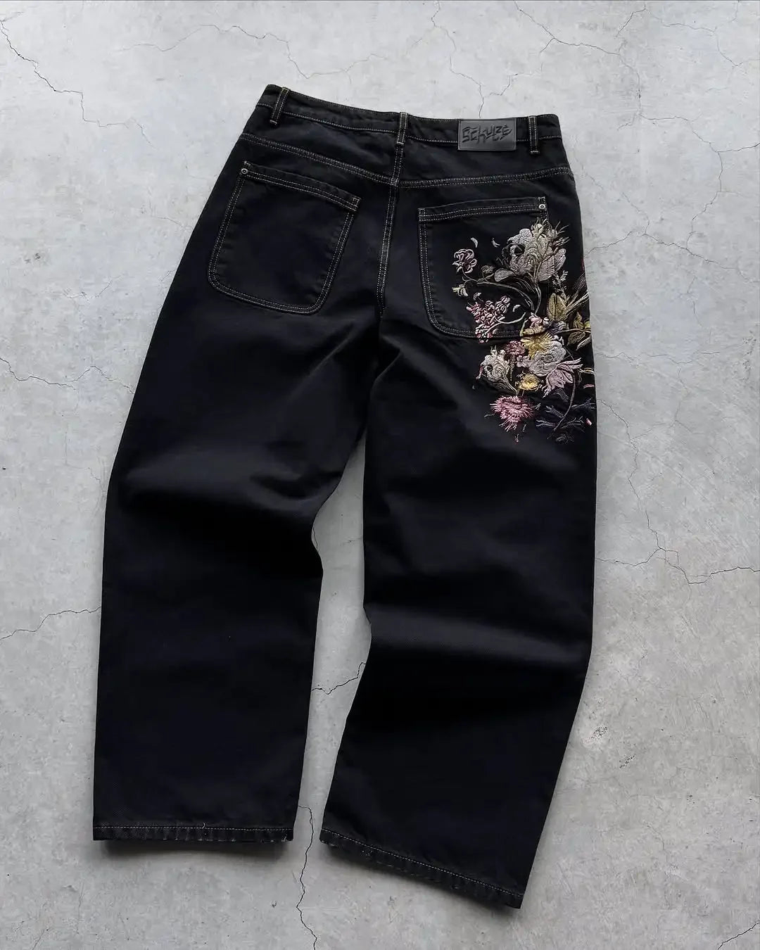 Completo Due Pezzi Y2K Harajuku – Giacca & Jeans Ricamati Stile Hip-Hop Retrò