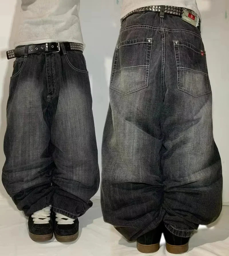 Jeans Baggy Ricamati Y2K Gothic – Streetwear unisex