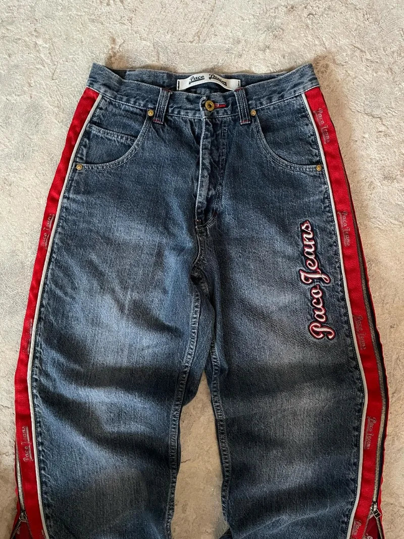 Jeans Baggy Ricamati Y2K Gothic – Streetwear unisex
