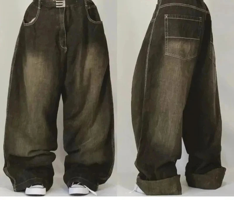 Jeans Baggy Ricamati Y2K Gothic – Streetwear unisex