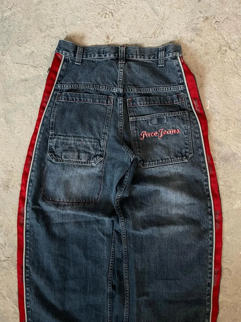 Jeans Baggy Ricamati Y2K Gothic – Streetwear unisex